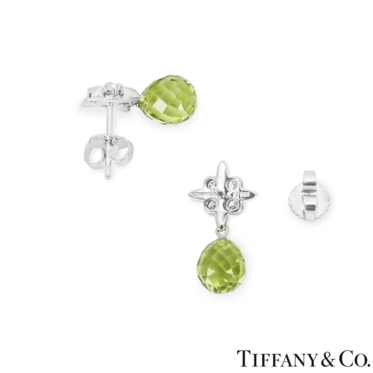 Tiffany & Co. Platinum Peridot & Diamond Drop Earrings